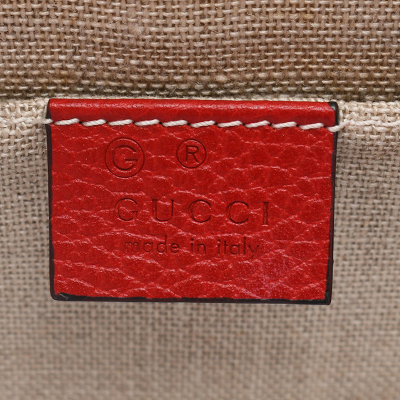 Gucci Interlocking G Chain Shoulder Bag Outlet Red Leather - Picture 11 of 11